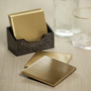 Shagreen Leather Coasters with Holder -Set of 6