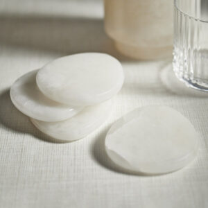 White Alabaster Stone Coasters -Set of 4