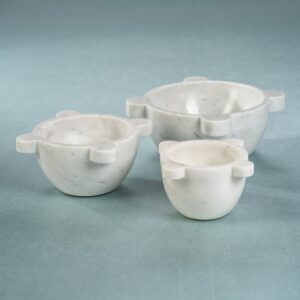 White Marble Mortar and Condiment Bowl