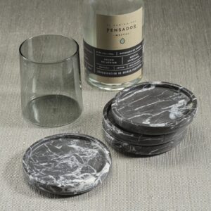 Black Marble Coasters -Set of 4