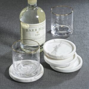 White Marble Stone Coasters -Set of 4