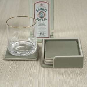 Sage and Gray Leather Coasters -Set of 4