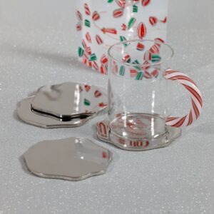 Polished Nickel Wavy Edge Coasters -Set of 4
