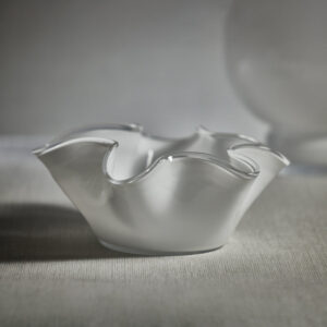 White Tall Wave Glass Bowl -12 in
