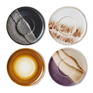 Stoneware Saucers with Mixed Glaze -Set of 4